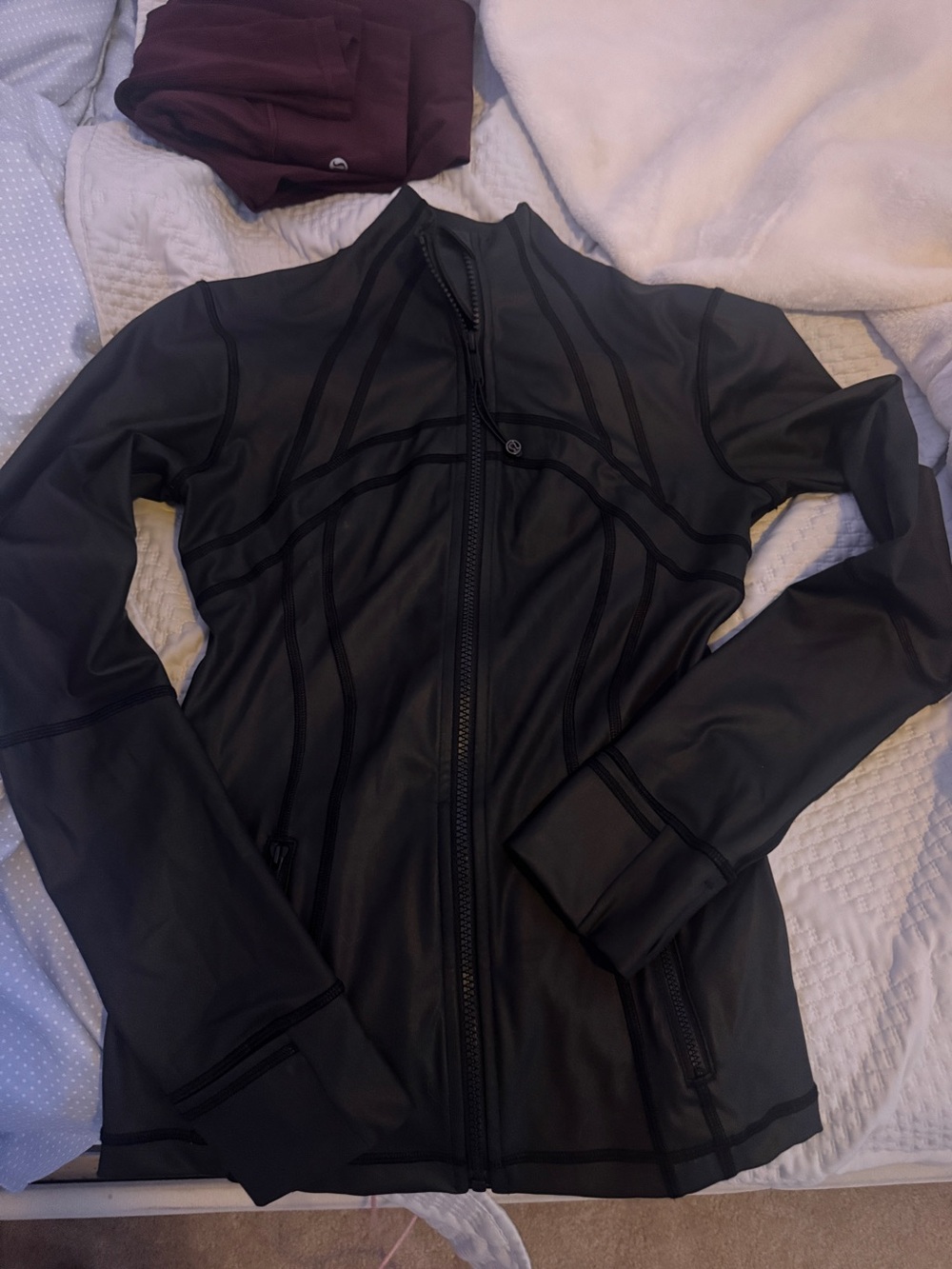 Women’s Black Zip-Front Athletic Jacket metallic align jacket